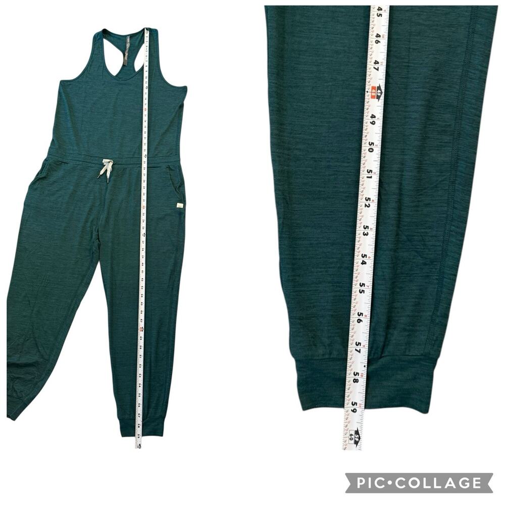 Vuori Lux Sleeveless Jumpsuit Jade Green Heather Racerback Adjustable Waist XL - Picture 11 of 12